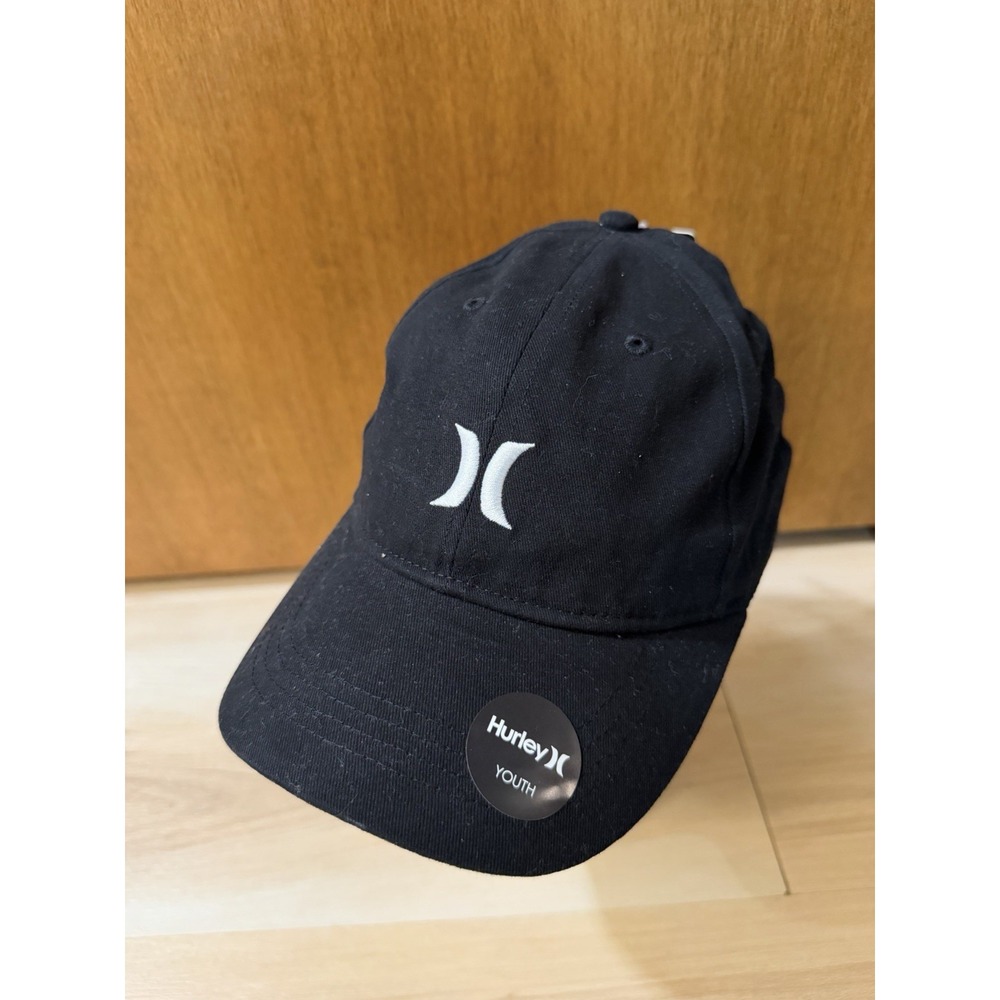 Hurley Big Boys Youth Iconic Logo Baseball Cap Hat Black 8-20 Size NWT